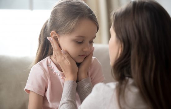 Loving,Young,Mother,Touching,Upset,Little,Daughter,Face,,Expressing,Support, Loving,Young,Mother,Touching,Upset,Little,Daughter,Face,,Expressing,Support,